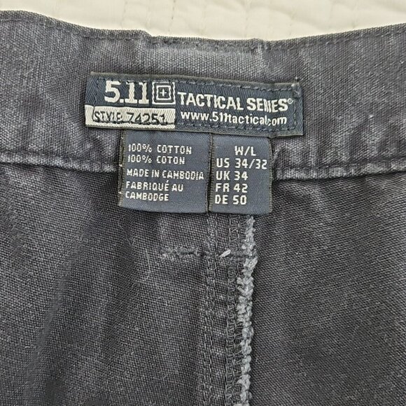 5.11 Tactical Pants Men's 34x32 Navy Blue Canvas Cargo Double Knee Style 74251 - Picture 11 of 13
